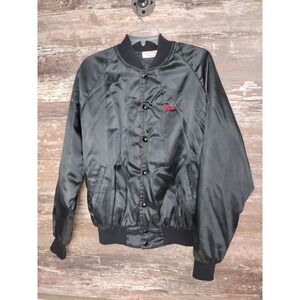Satins Vintage bomber jacket Snaps Black 80's? USA EUC Size L